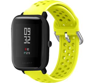 Strap-it Xiaomi Amazfit Bip siliconen bandje met gaatjes (geel)