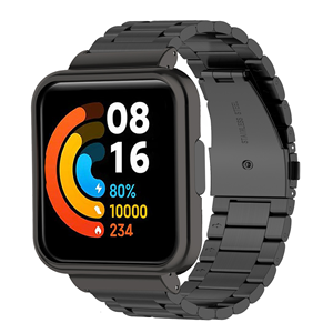 Strap-it Redmi Watch 2 Lite stalen band (zwart)