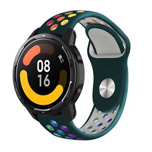 Strap-it Xiaomi Watch S1 sport band (dennengroen kleurrijk)
