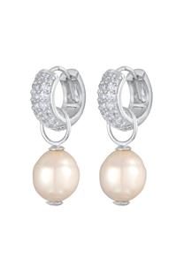 Elli PREMIUM Dames Creools Klassiek met Zirkonia en zoetwater gekweekte parels in 925 sterling zilver
