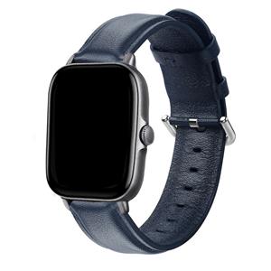 Strap-it Amazfit GTS 2 leren bandje (donkerblauw)