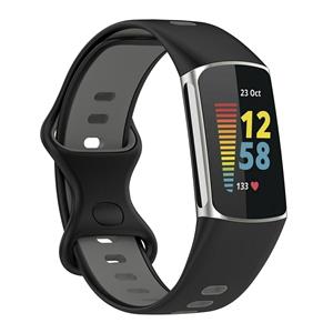 Strap-it Fitbit Charge 6 sport band (zwart/grijs)