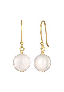 Elli Oorbellen Dames Oor hanger Barok met Zoetwater Gekweekte Parel in 925 Sterling Zilver Verguld