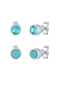 Elli Dames Oorsteker Set Basis met blauwe Kristallen in 925 Sterling Zilver