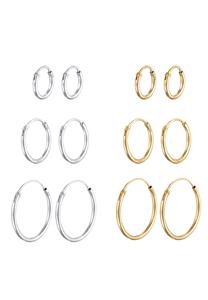 Elli Oorbellen Dames Creools Basis Set van 6 in 925 Sterling Zilver