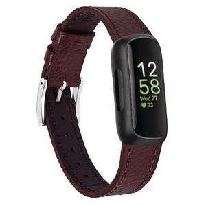 Strap-it Fitbit Inspire 3 leren bandje (donkerbruin)