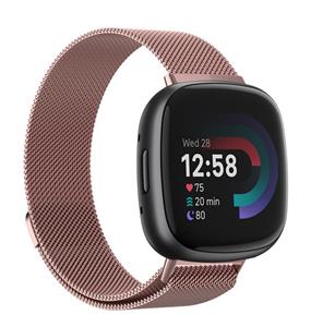 Strap-it Fitbit Versa 4 Milanese band (roze)