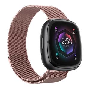 Strap-it Fitbit Sense 2 Milanese band (roze)