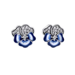 Pandora Ohrring-Set Pandora Ohrstecker blaues Stiefmütterchen 290781C01 Silber