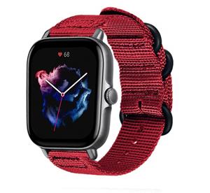 Strap-it Amazfit GTS 3 nylon gesp band (rood)