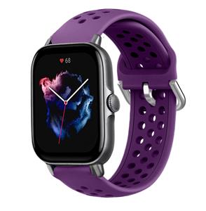 Strap-it Amazfit GTS 3 siliconen bandje met gaatjes (paars)