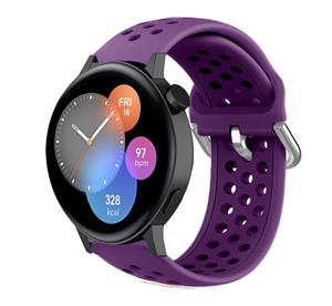 Strap-it Huawei Watch GT 3 42mm siliconen bandje met gaatjes (paars)