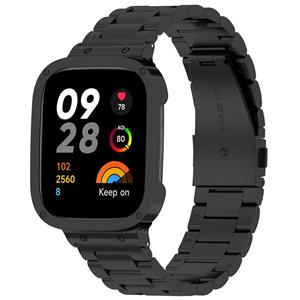 Strap-it Redmi Watch 3 stalen band (zwart)