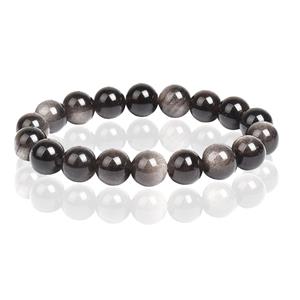 Memphis Natuursteen Armband 10mm - Silver Obsidian