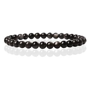 Memphis 6mm  Natuursteen Armband - Silver Obsidian