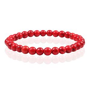 Memphis 6mm  Natuursteen Armband - Red Howlite