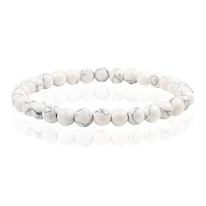 Memphis 6mm  Natuursteen Armband - White Howlite