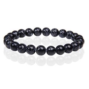 Memphis Natuursteen Armband met 8mm Kralen  - Black Howlite