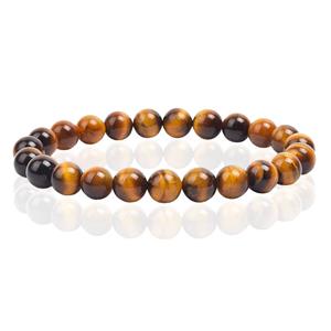 Memphis Natuursteen Armband met 8mm Kralen  - Tiger Eye