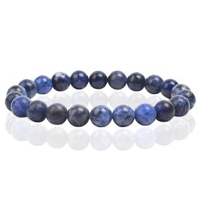 Memphis Natuursteen Armband met 8mm Kralen  - Sodalite Dark