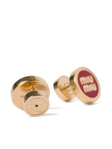 Miu Miu logo-lettering stud earrings - Goud