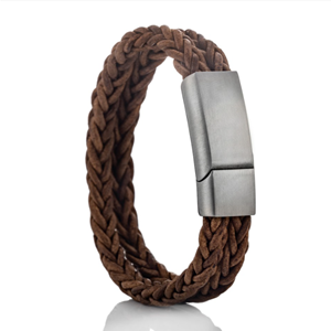 Armband in dubbel bruin leer met askamer in het slot (12mm)