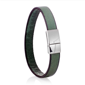 Armband in zeegroen leer met askamer in schuifslot (10mm)