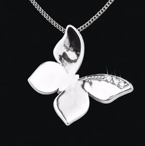 Gedenkartikelen Ashanger Vlinder in zilver met zirkonia inclusief collier