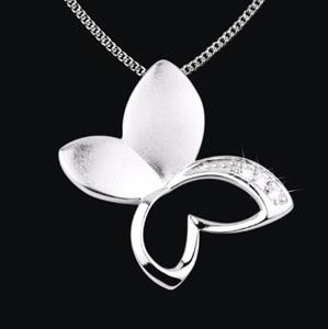 Gedenkartikelen Ashanger Vlinder in zilver met zirkonia inclusief collier