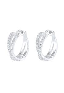 Elli PREMIUM dames kruis creolen met zirkonia kristallen in 925 sterling zilver