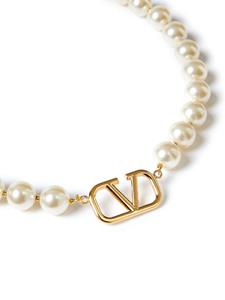 Valentino Garavani VLogo halsketting met parel - Wit