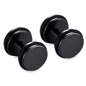 Mendes Dumbbell Stud oorbellen Edelstaal Zwart