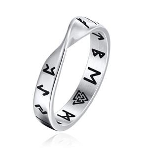 Mendes Nordic Heren Ring- Rune Script Silver-21mm