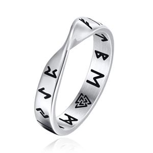 Mendes Nordic Heren Ring- Rune Script Silver-19mm