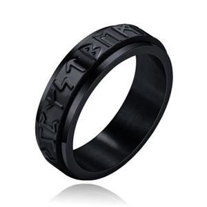 Mendes Viking Script Ring - Edelstaal Zwart-21mm