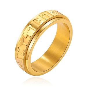 Mendes Viking Script Ring - Edelstaal Goud-21.5mm