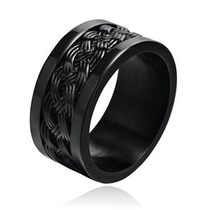 Mendes Zwarte mannen Ring Verweven Band -  Jewelry-21.5mm