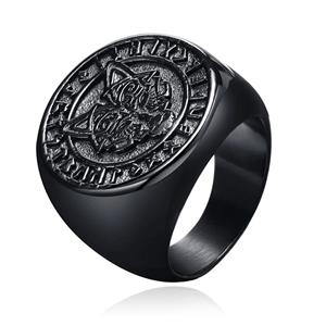 Mendes Nordic Ring - Runic Wolf Black-20mm