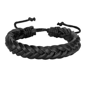 LGT JWLS Gevlochten leren armband LGT Jewels Heren Zwart