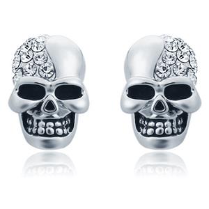Mendes Skull Stud oorbellen Edelstaal Kristal Zilver