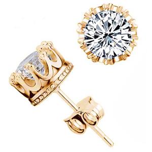 LGT JWLS Stud oorbellen Gold Zirconia Crown 8mm