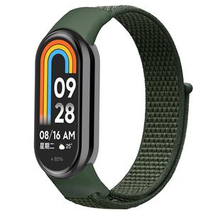 Strap-it Xiaomi Smart Band 8 nylon bandje (legergroen)