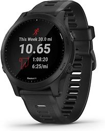 Garmin Forerunner 945 zwart met een zwarte siliconen polsband - refurbished