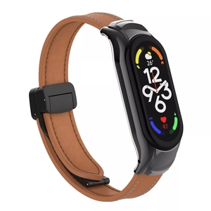 Strap-it Xiaomi Smart Band 8 magnetisch leren bandje (bruin)