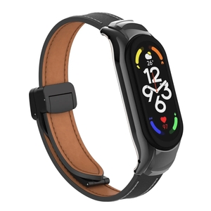 Strap-it Xiaomi Smart Band 8 magnetisch leren bandje (zwart)