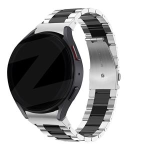 Bandz Samsung Galaxy Watch 5 44mm stalen band 'Classic' (zilver/zwart)