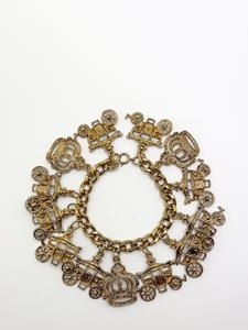 Jennifer Gibson Jewellery Vintage Statement Coronation Charm Bracelet 1990s - Goud