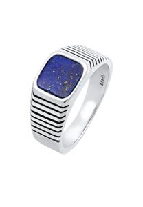 KUZZOI Heren Zegel Vierkant Massief Trend met Sodaliet in 925 Sterling Zilver Verguld