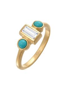 Elli PREMIUM Ring Dames Verloving Vintage Fonkelend met Topaas en Howliet in 925 sterling zilver Gerhodineerd