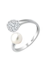 Elli dames parel statement edelsteen met zoetwater gekweekte parel en kristallen in 925 sterling zilver